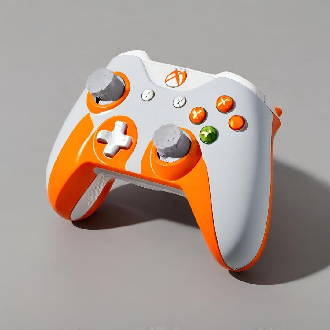 Sleek White & Orange Wireless Gaming Controller — image 1 of 2