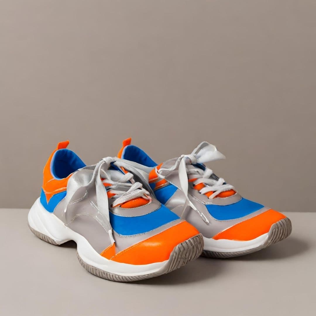 Vibrant Runners: Bold Orange & Blue Sneakers — image 1 of 2