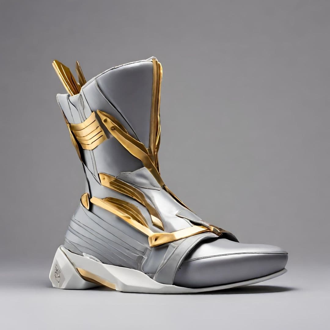 Futuristic Silver and Gold High-Top Sneaker — image 1 of 2